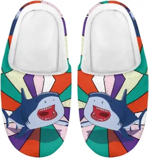 Fuzzy Toddler Slippers Girls Plush Slippers Soft Warm House Shoes Cozy Slip On Indoor Shoes Cute Print House Slippers Non Slip Washable for Bedroom Outdoor US 9-15
