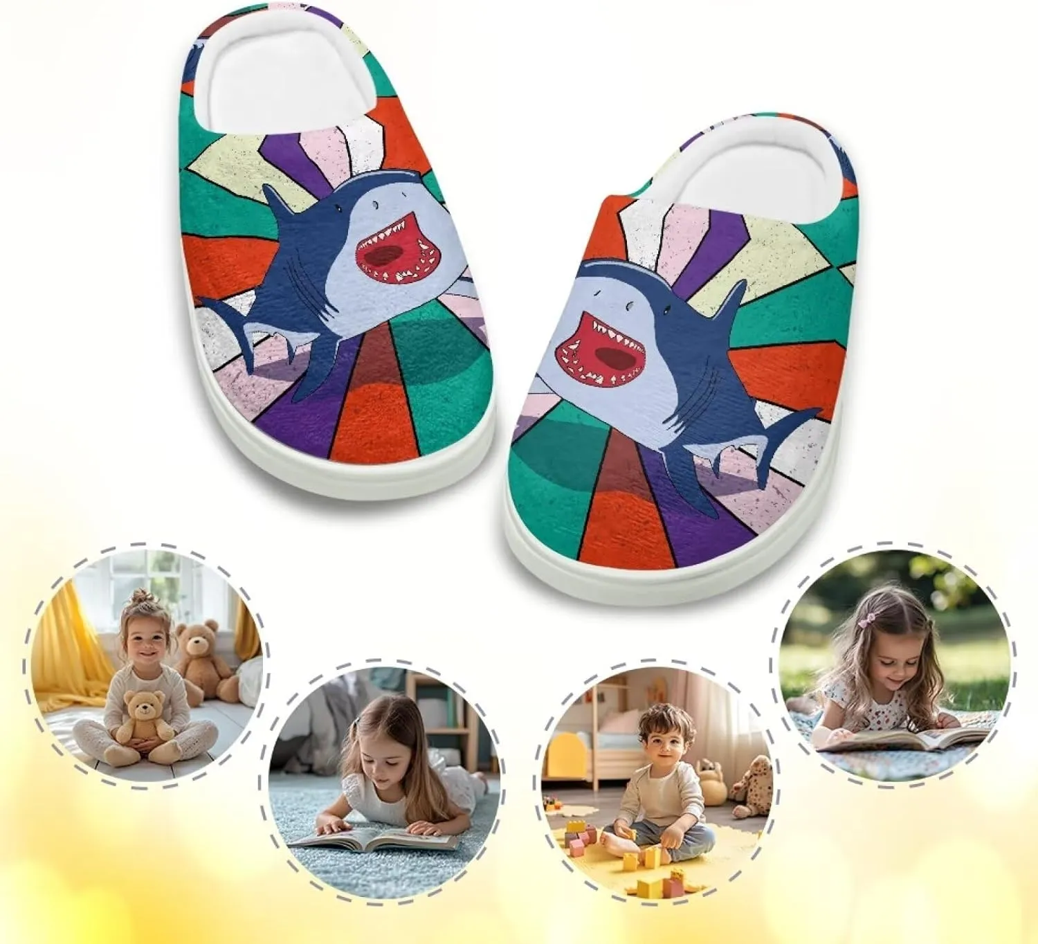 Fuzzy Toddler Slippers Girls Plush Slippers Soft Warm House Shoes Cozy Slip On Indoor Shoes Cute Print House Slippers Non Slip Washable for Bedroom Outdoor US 9-15