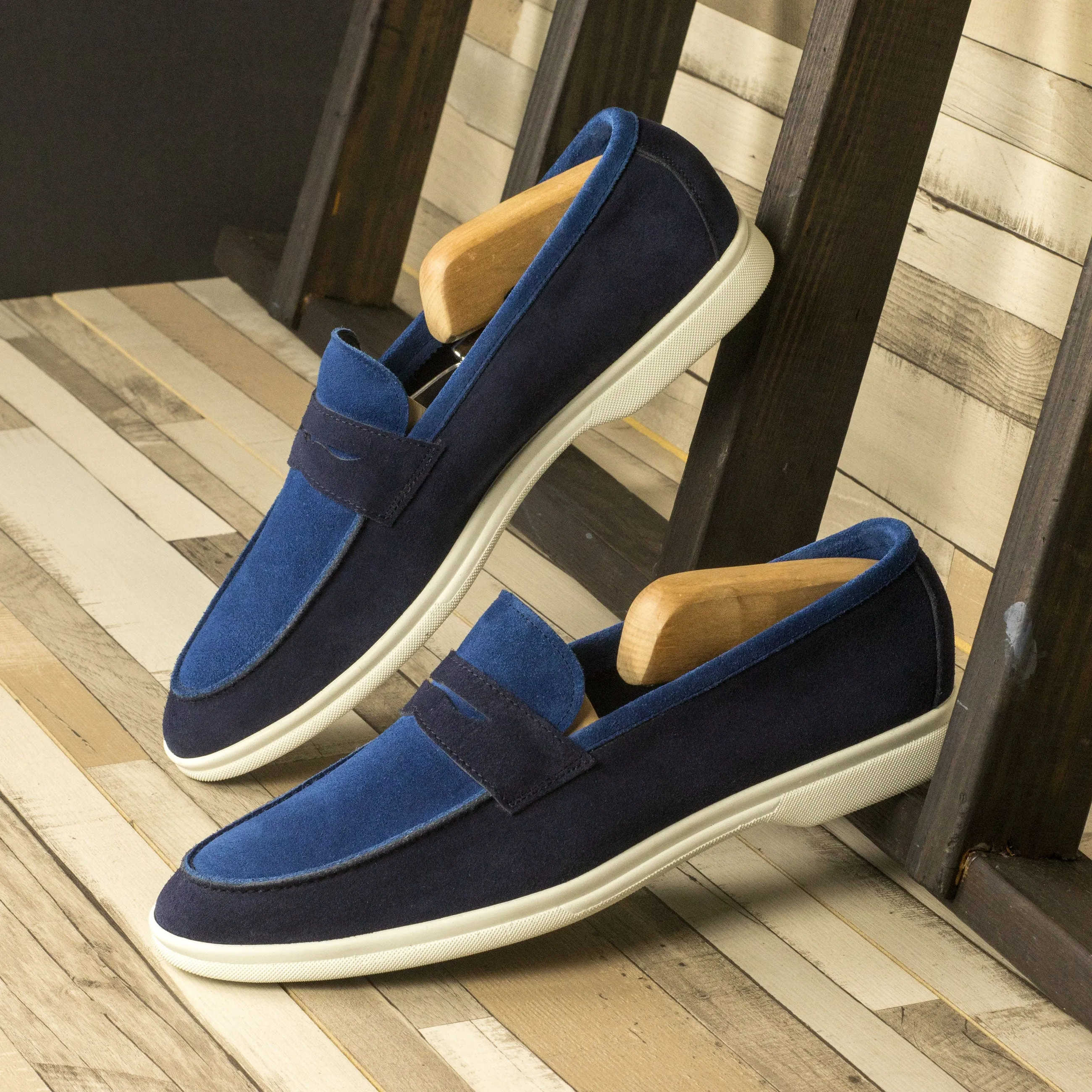 Gentlemen Flex Sport Sole Slip On - Marine Blue & Cobalt Blue Suede Calf Leather
