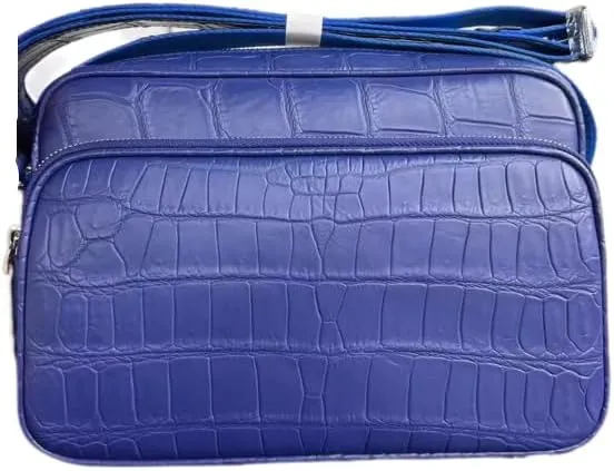 Genuine Crocodile Skin Navy Blue Male Flap Purse Men's Crossbody Shoulder Bag Authentic Alligator Leather Messenger Bag