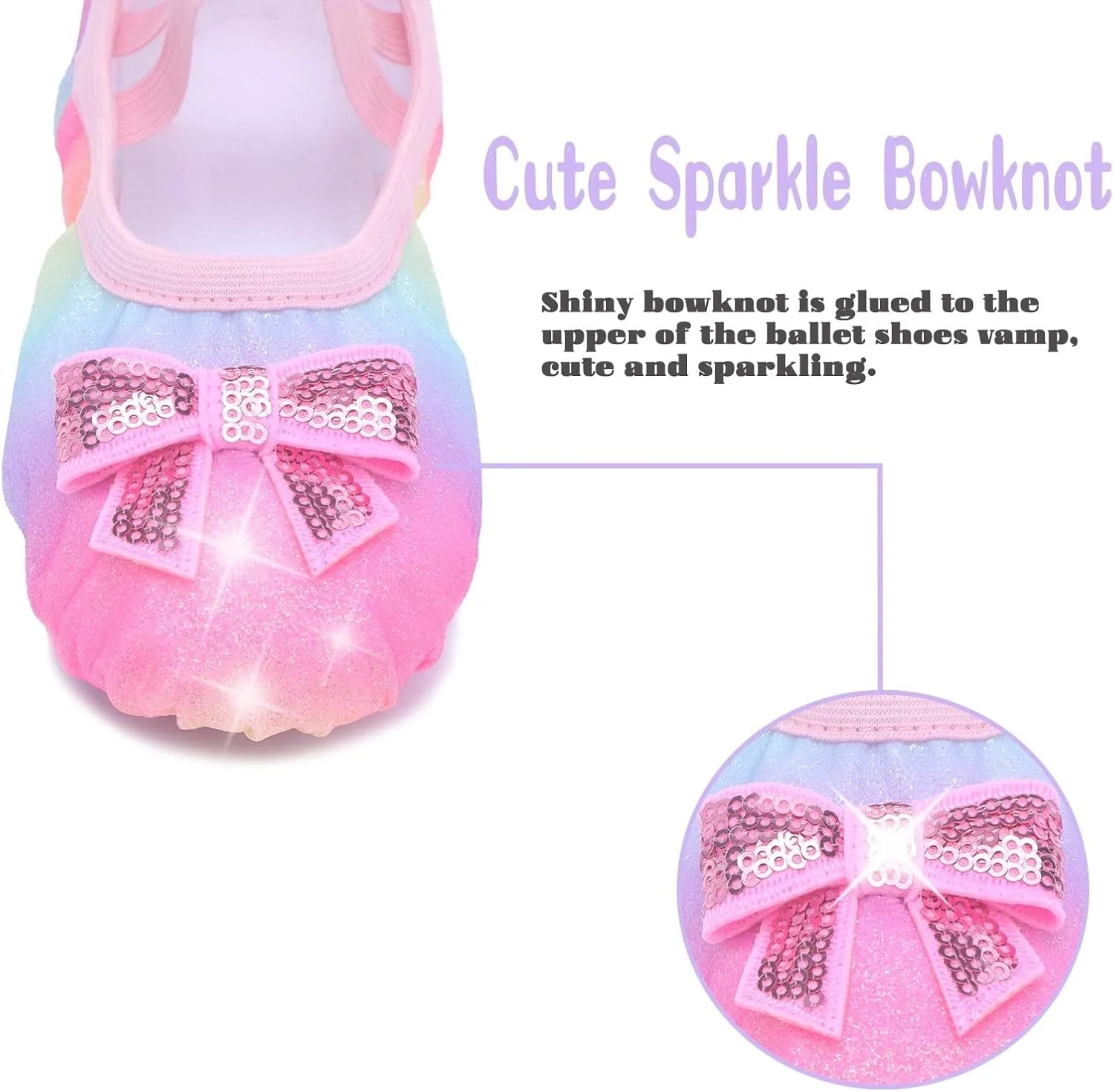 Girls Ballet Shoes Glitter Split-Sole Dance Slippers Toddler Kid Practice Shoes Flats Soft Lightweight with Elastic Laces for Performance Gymnastics Yoga