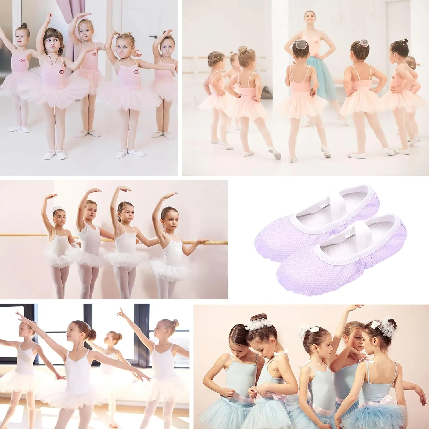 Girls Ballet Shoes Glitter Split-Sole Dance Slippers Toddler Kid Practice Shoes Flats Soft Lightweight with Elastic Laces for Performance Gymnastics Yoga