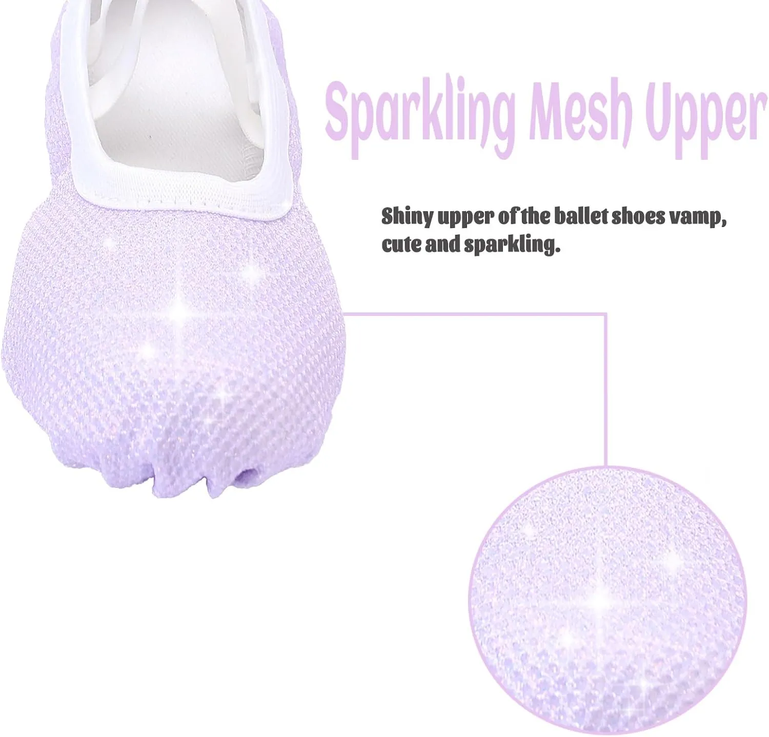 Girls Ballet Shoes Glitter Split-Sole Dance Slippers Toddler Kid Practice Shoes Flats Soft Lightweight with Elastic Laces for Performance Gymnastics Yoga