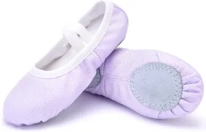 Girls Ballet Shoes Glitter Split-Sole Dance Slippers Toddler Kid Practice Shoes Flats Soft Lightweight with Elastic Laces for Performance Gymnastics Yoga