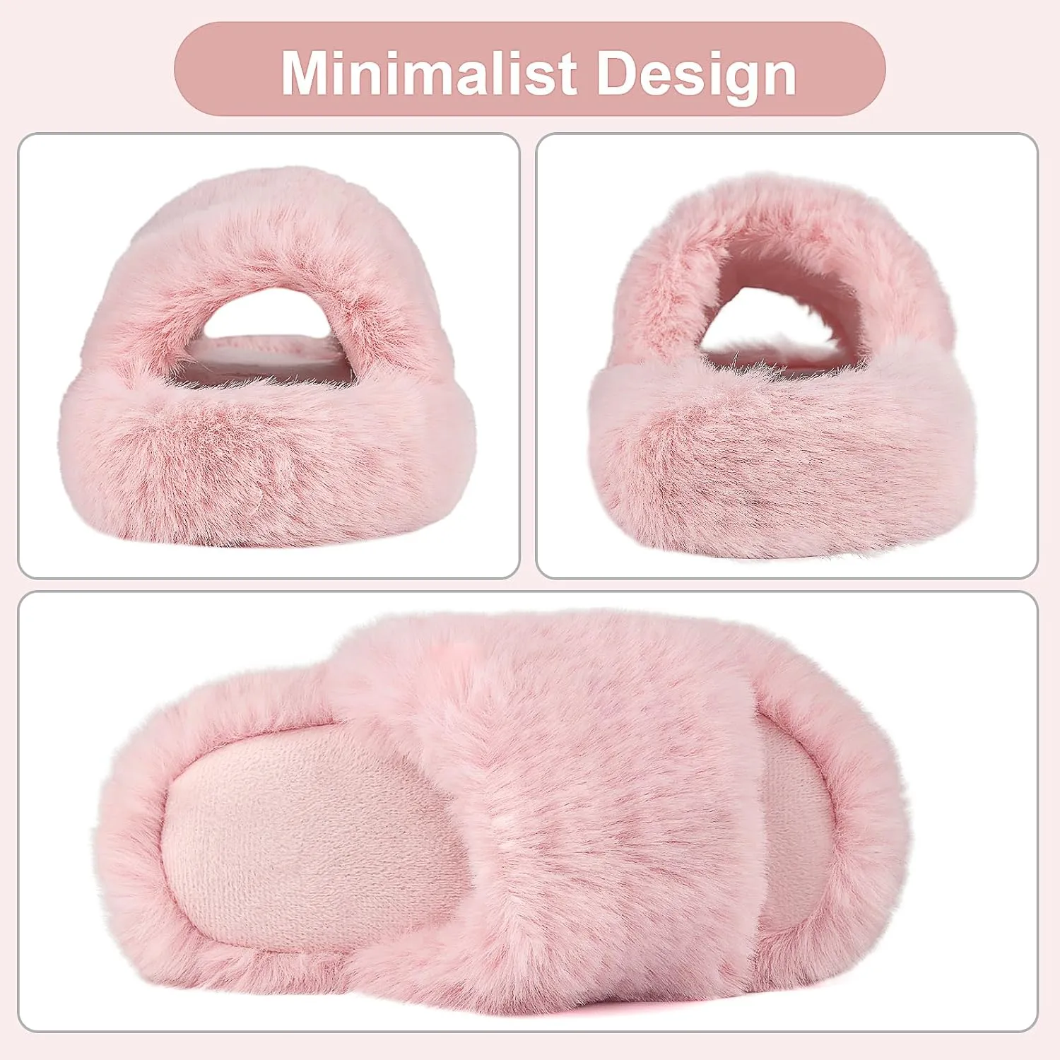 Girls Fuzzy Memory Foam Slippers Comfy丨Kids Fluffy Plush Open Toe House Slippers丨Slip On Furry Home Slides丨Indoor Outdoor Fur Flip Flop