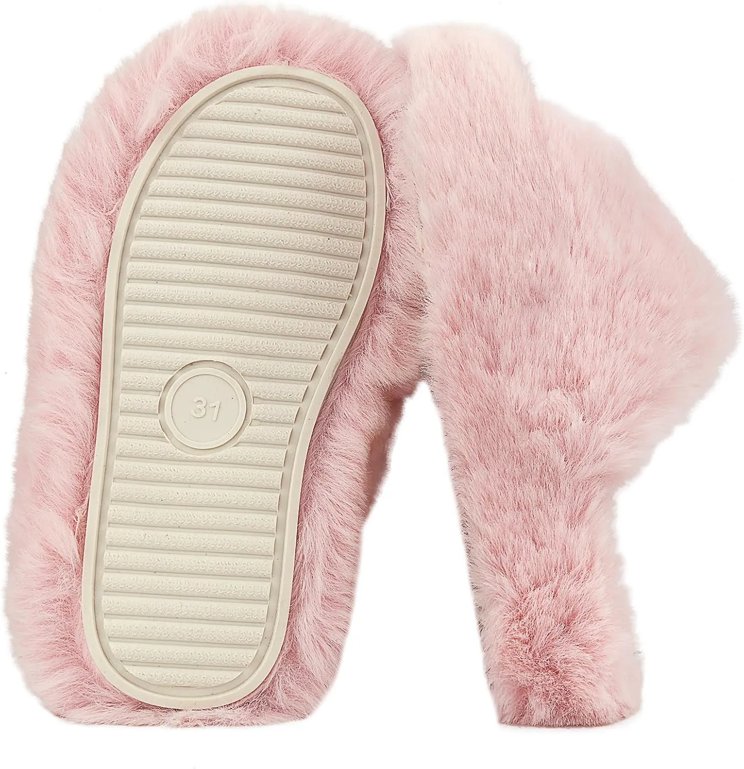 Girls Fuzzy Memory Foam Slippers Comfy丨Kids Fluffy Plush Open Toe House Slippers丨Slip On Furry Home Slides丨Indoor Outdoor Fur Flip Flop