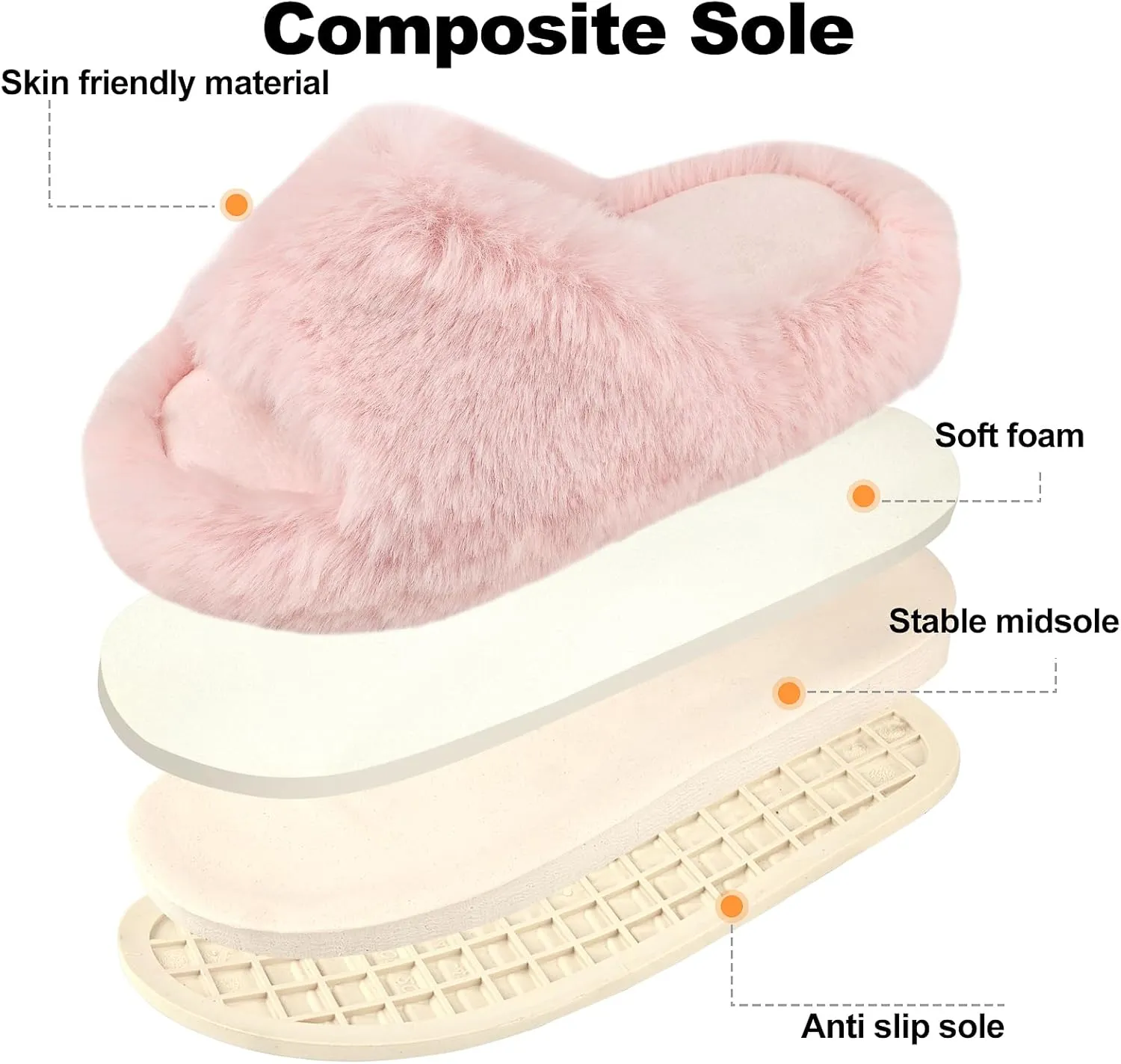 Girls Fuzzy Memory Foam Slippers Comfy丨Kids Fluffy Plush Open Toe House Slippers丨Slip On Furry Home Slides丨Indoor Outdoor Fur Flip Flop