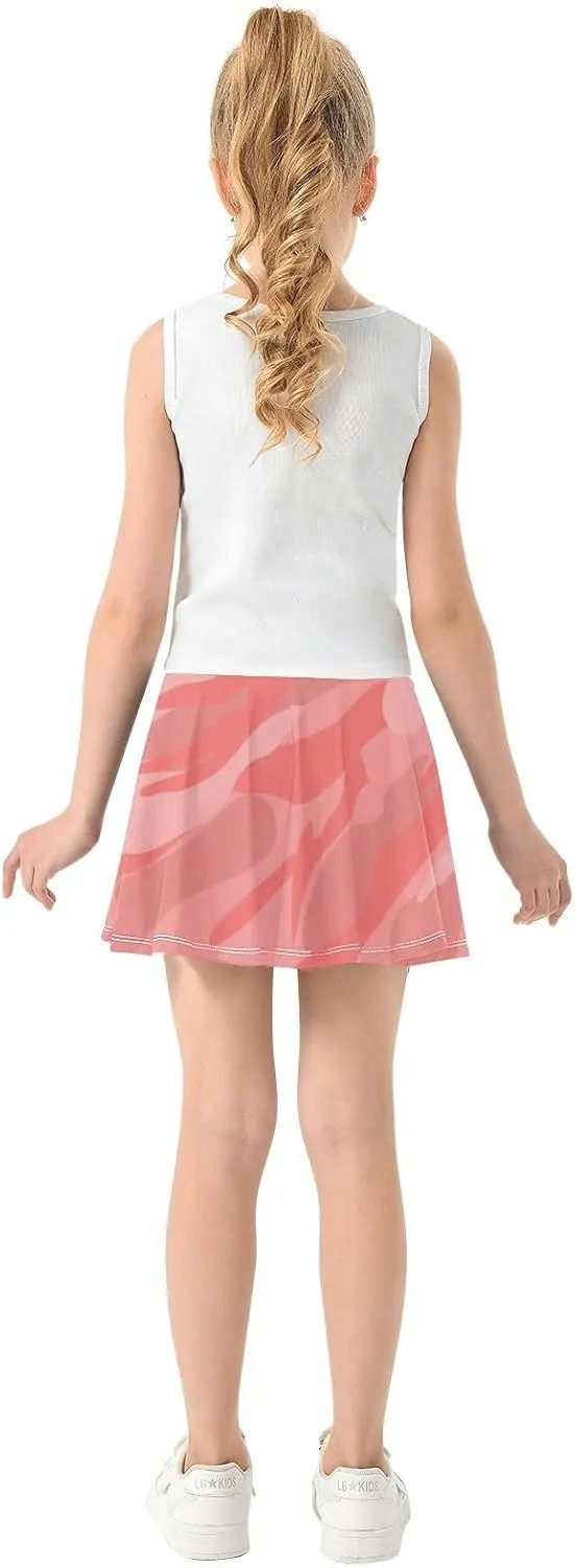 Girls Skorts Active Athletic Skirts with Inner Built-in Shorts for Golf Tennis 3-12T Camouflage Red