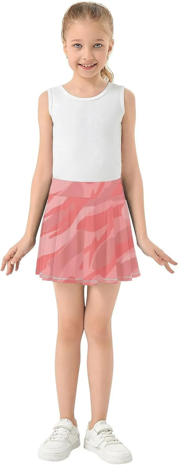 Girls Skorts Active Athletic Skirts with Inner Built-in Shorts for Golf Tennis 3-12T Camouflage Red