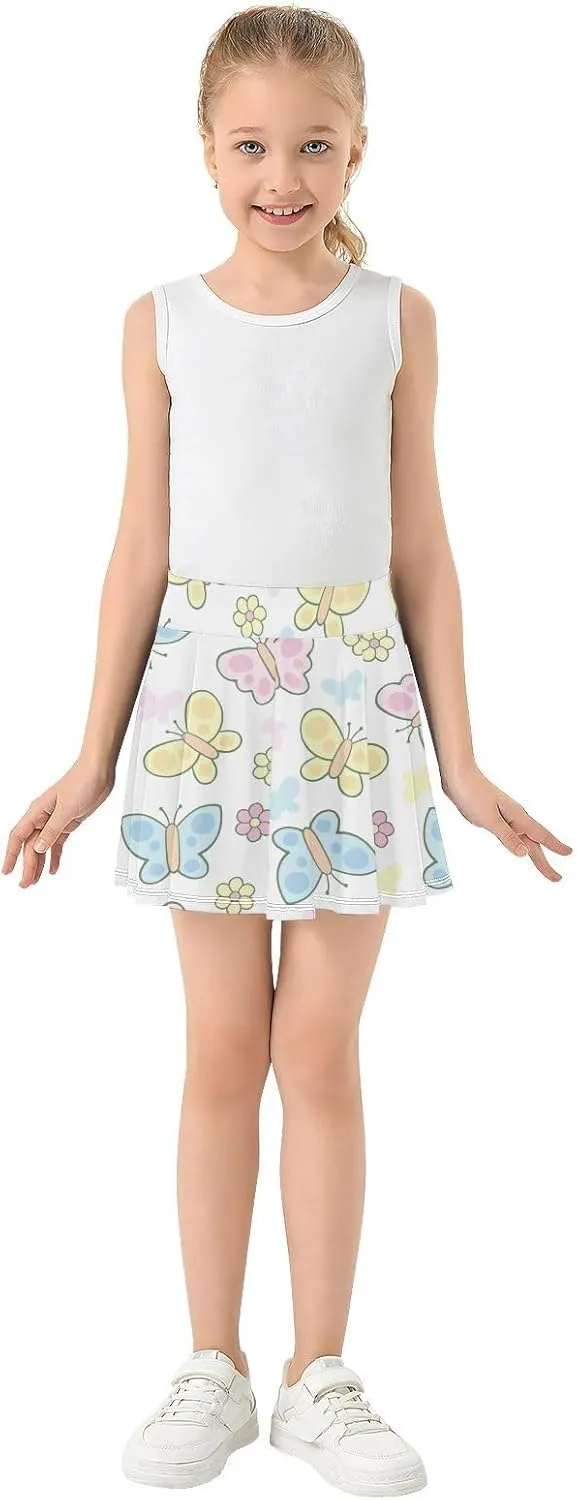 Girls Skorts Active Athletic Skirts with Inner Built-in Shorts for Golf Tennis 3-12T Colorful Groovy Wave