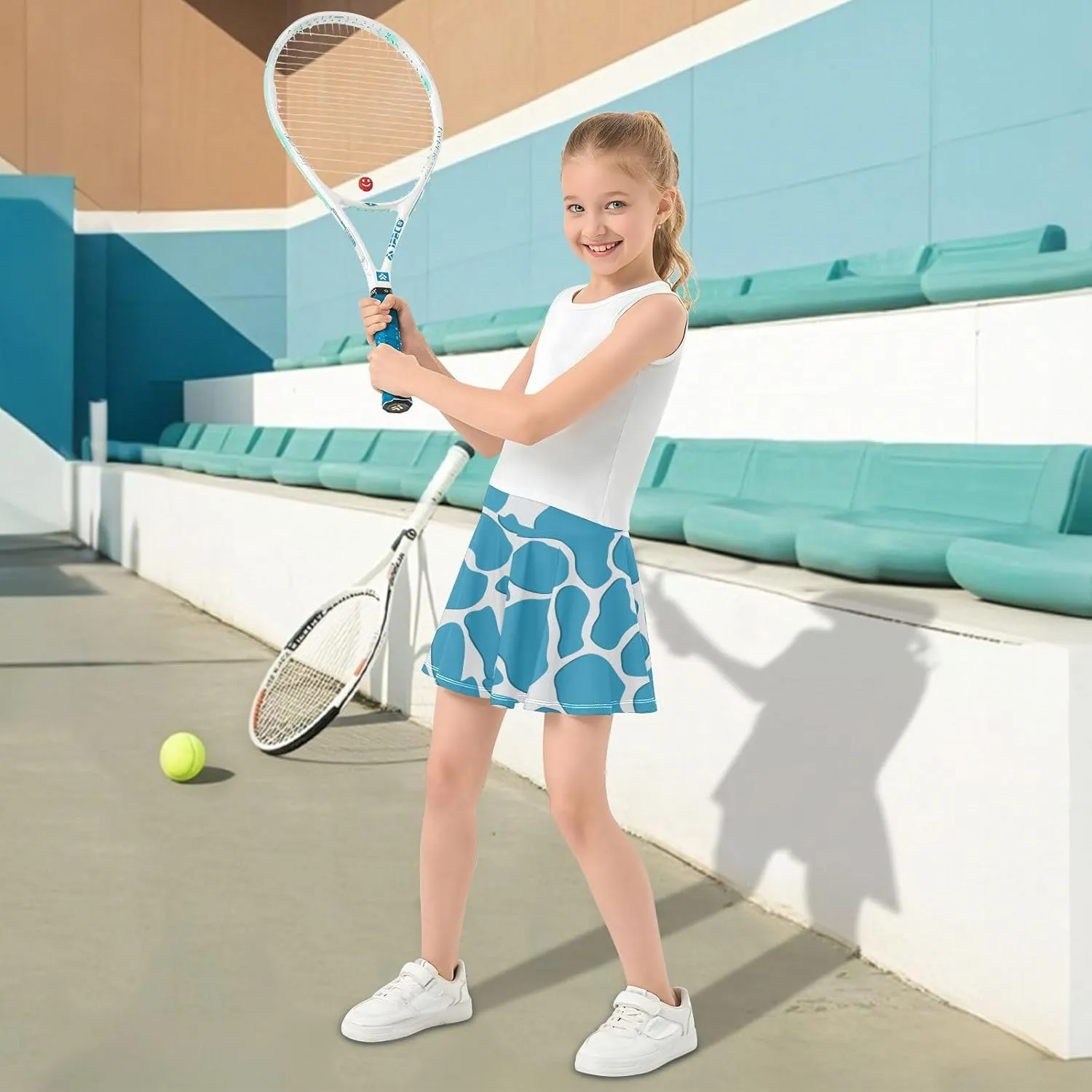 Girls Skorts Active Athletic Skirts with Inner Built-in Shorts for Golf Tennis 3-12T Green Daisy