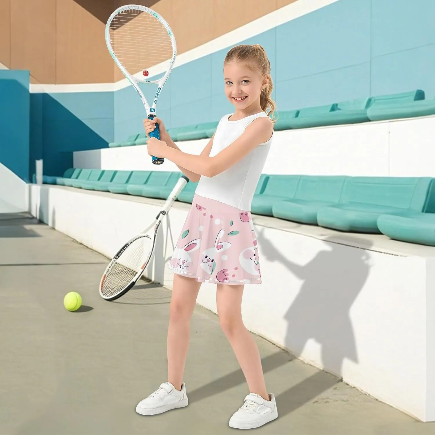 Girls Skorts Active Athletic Skirts with Inner Built-in Shorts for Golf Tennis 3-12T Green Daisy