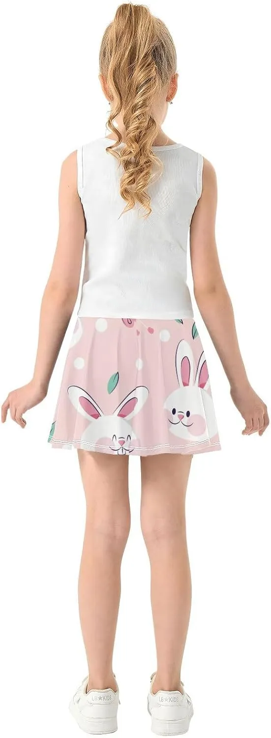 Girls Skorts Active Athletic Skirts with Inner Built-in Shorts for Golf Tennis 3-12T Green Daisy