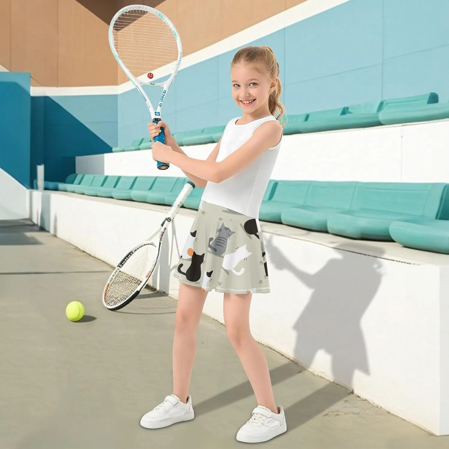 Girls Skorts Active Athletic Skirts with Inner Built-in Shorts for Golf Tennis 3-12T Red and Green Stripes