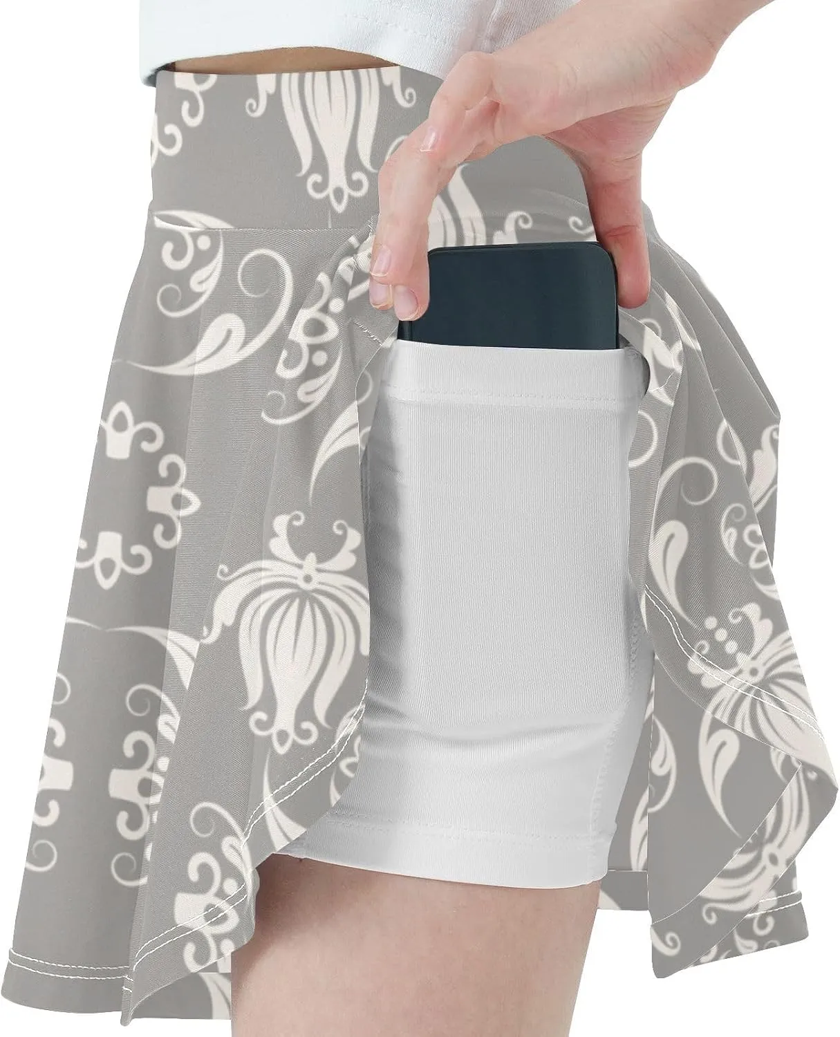 Girls Skorts Active Athletic Skirts with Inner Built-in Shorts for Golf Tennis 3-12T Violet Flowers Purple