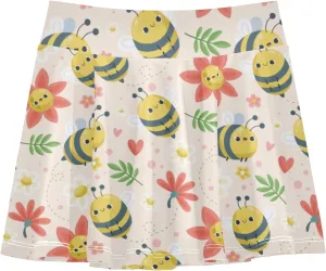 Girls Skorts Active Athletic Skirts with Inner Built-in Shorts for Golf Tennis 3-12T Violet Flowers Purple
