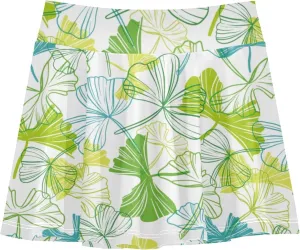 Girls Skorts Active Athletic Skirts with Inner Built-in Shorts for Golf Tennis Running Double Layer Design Stretchy 3-4T Ginkgo Leaves Green