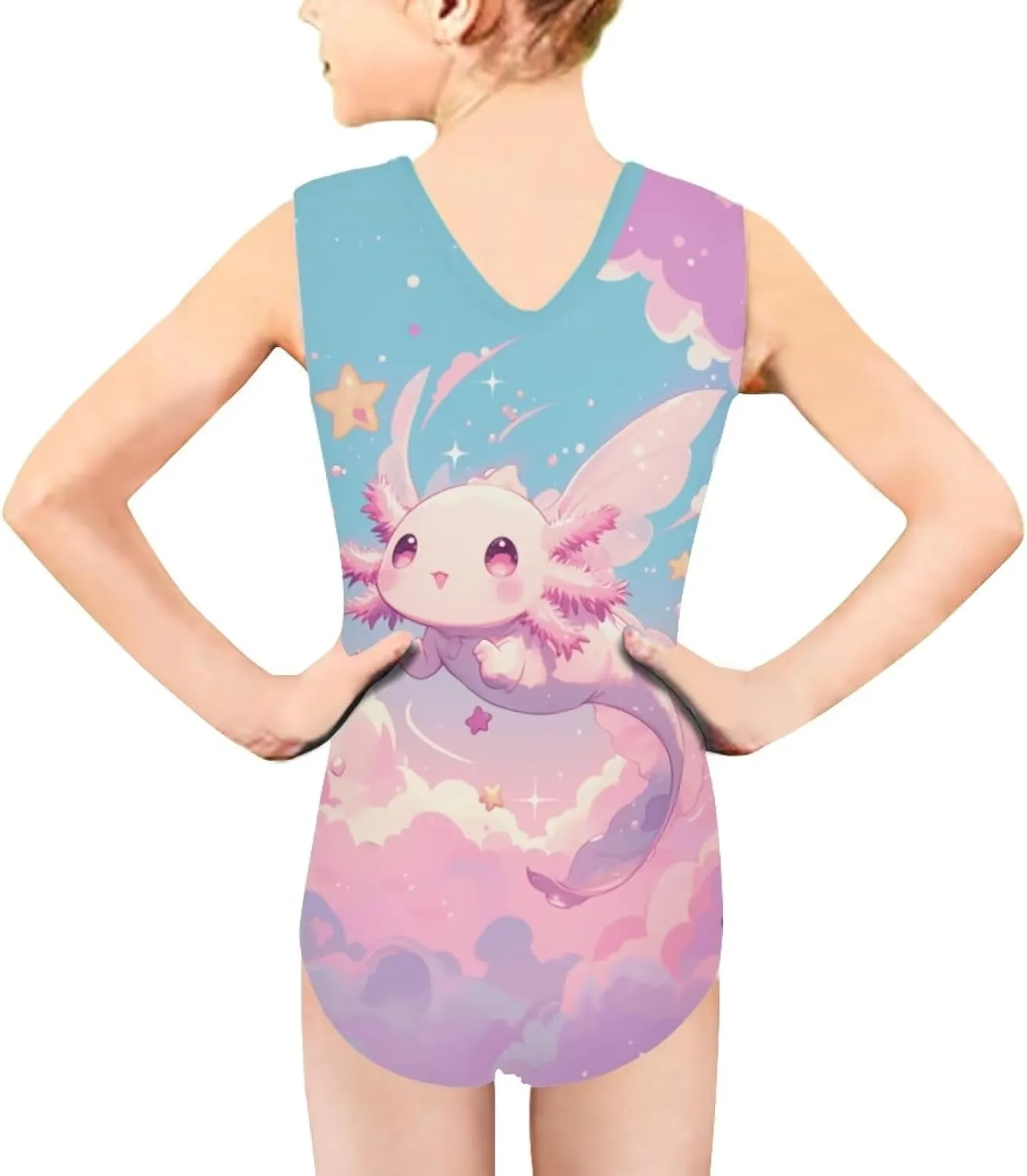 Girls Swimsuits Size 3-14 Kids Summer Sleeveless One Piece Bathing Suit Beach V-Neck