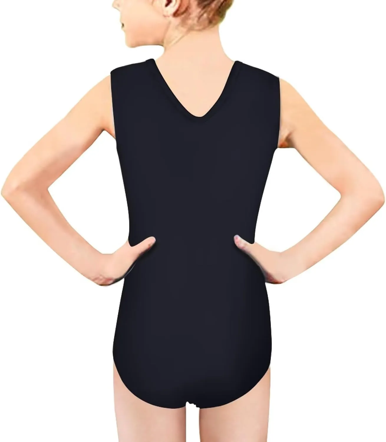 Girls Swimsuits Size 3-14 Kids Summer Sleeveless One Piece Bathing Suit Beach V-Neck