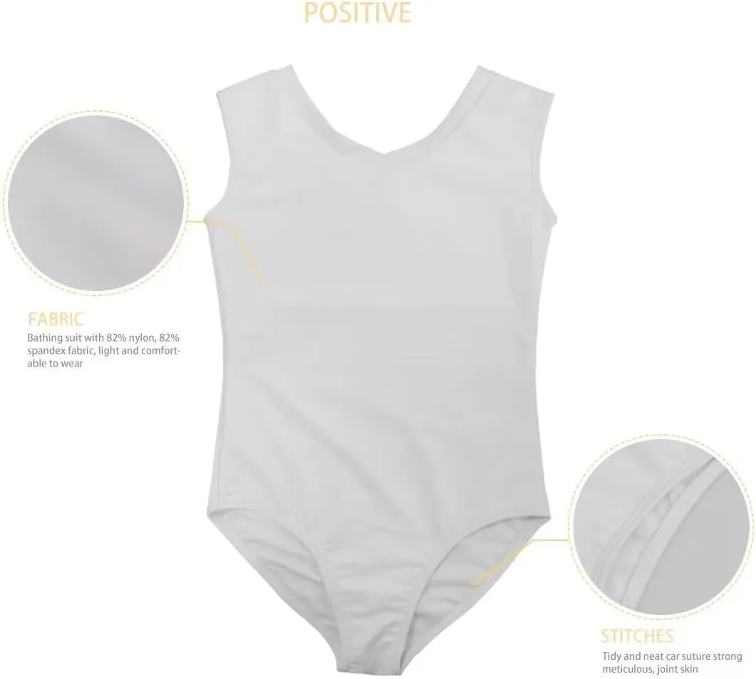 Girls Swimsuits Size 3-14 Kids Summer Sleeveless One Piece Bathing Suit Beach V-Neck
