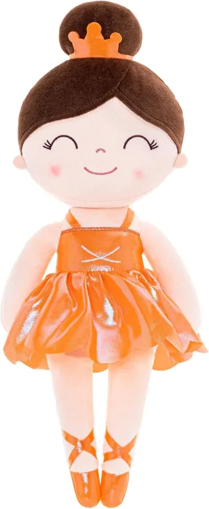 Gloveleya Baby Doll Ballerina Doll Girl Gift Ballerina Plush Soft Doll Colorful Haze Gold Ballet Series-Orange 13 Inch with Gift Box, C001orange