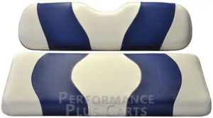 Golf Cart Flip Folding Rear Back Seat Cover, White and Blue