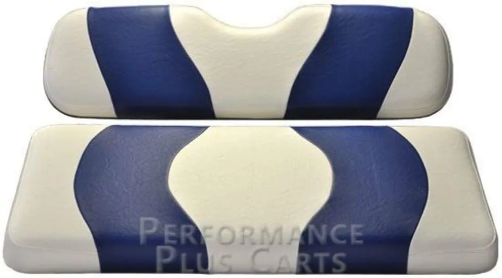 Golf Cart Flip Folding Rear Back Seat Cover, White and Blue