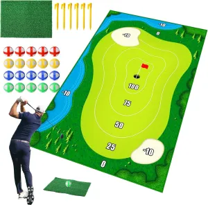 Golf Hitting Mat,Golf Putting Mat,Golf Chipping Game Mat,Family Indoor and Outdoor Golf Game Mat,Golf Game Practice Mats for Adults and Children (NO Club Included)