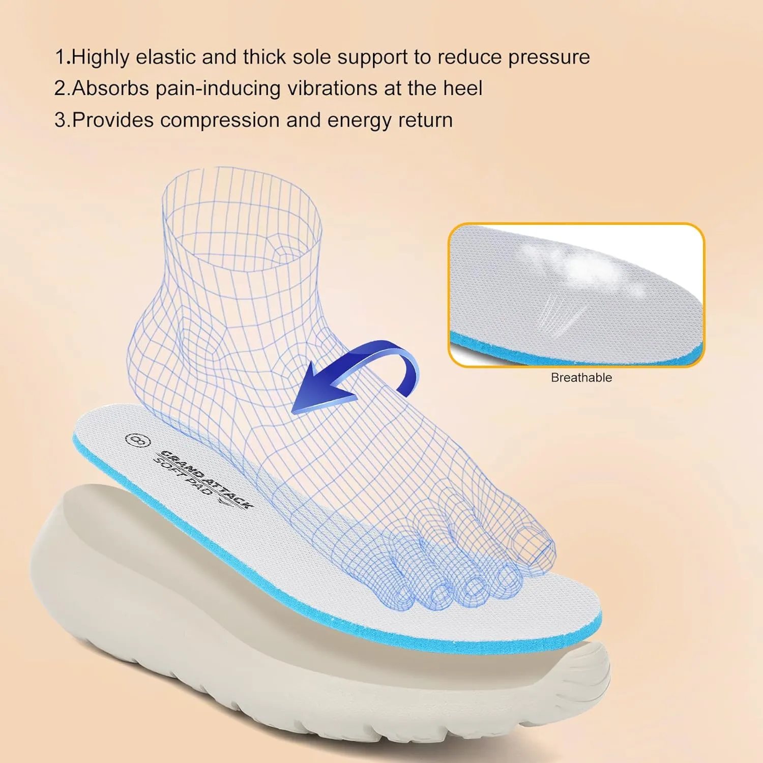 Grand Attack Walking Tennis Shoes for Women-Non Slip On Breathable Mesh Sneakers,Comfort&Lightweight Soft Sole