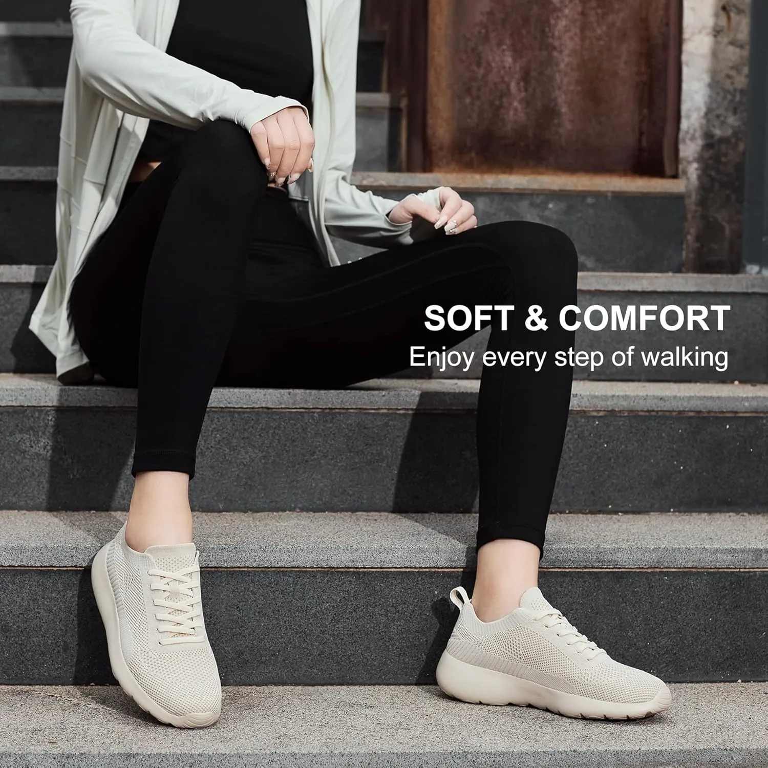 Grand Attack Walking Tennis Shoes for Women-Non Slip On Breathable Mesh Sneakers,Comfort&Lightweight Soft Sole