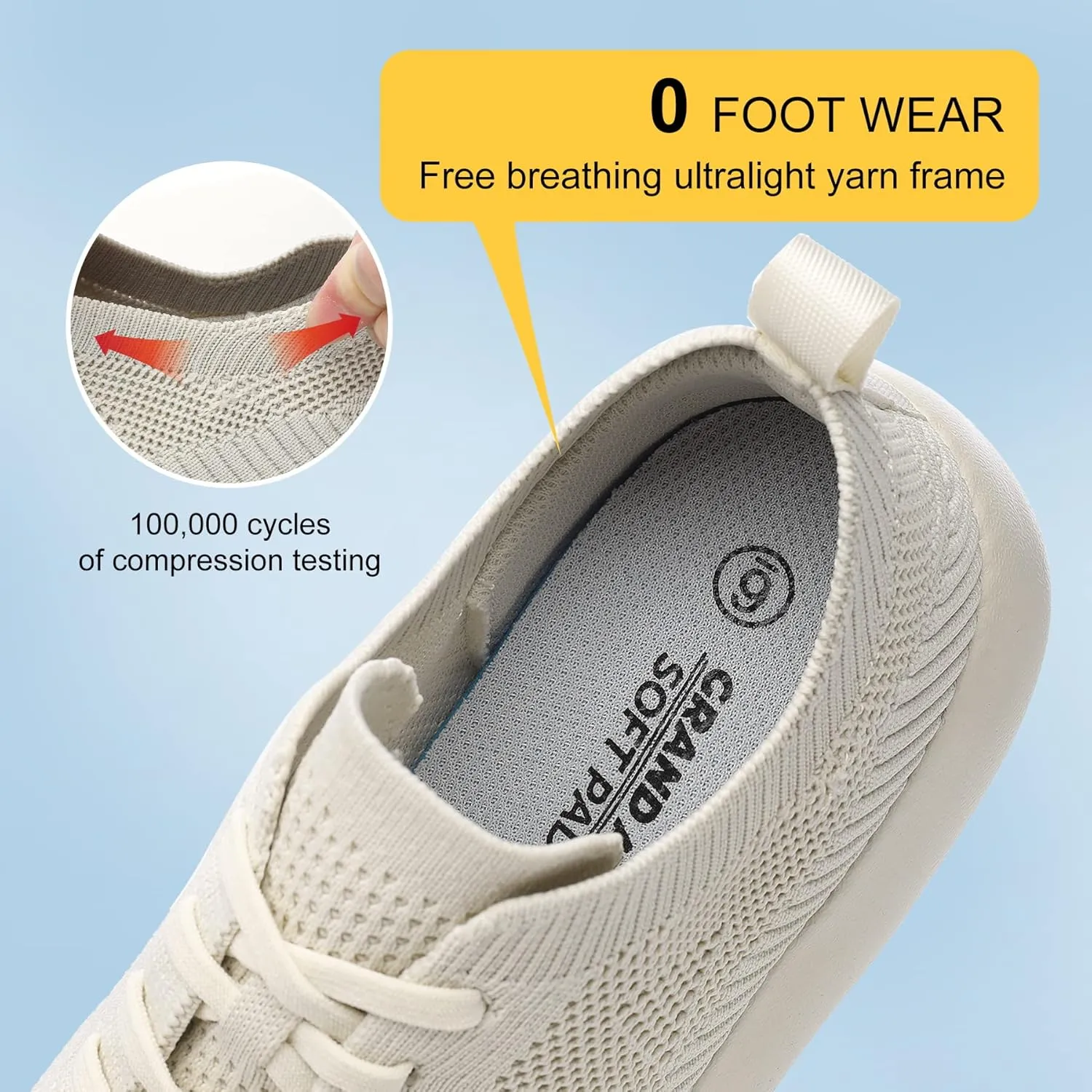 Grand Attack Walking Tennis Shoes for Women-Non Slip On Breathable Mesh Sneakers,Comfort&Lightweight Soft Sole