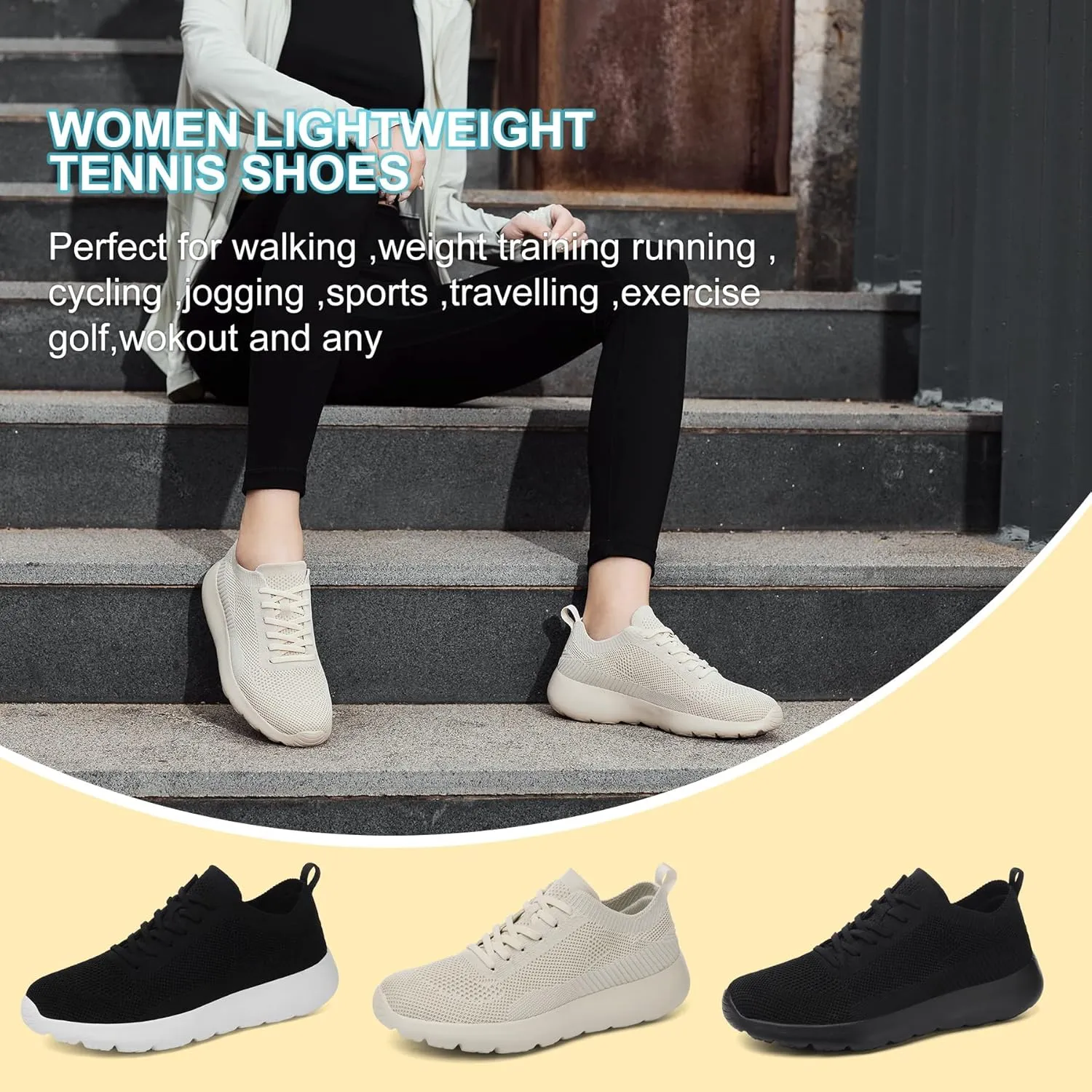 Grand Attack Walking Tennis Shoes for Women-Non Slip On Breathable Mesh Sneakers,Comfort&Lightweight Soft Sole