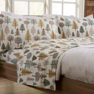 Great Bay Home 4-Piece Full Microfiber Sheet Set | Lodge-Printed, Ultra-Soft Sheets | Wrinkle & Fade-Resistant Patterns Drawn from Nature | All-Season Bedding Sheets & Pillowcases (Full, Forest Trail)