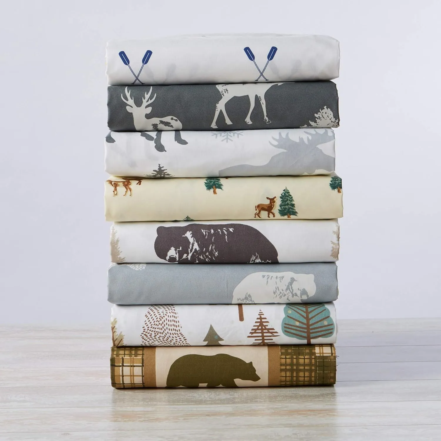 Great Bay Home 4-Piece Full Microfiber Sheet Set | Lodge-Printed, Ultra-Soft Sheets | Wrinkle & Fade-Resistant Patterns Drawn from Nature | All-Season Bedding Sheets & Pillowcases (Full, Forest Trail)