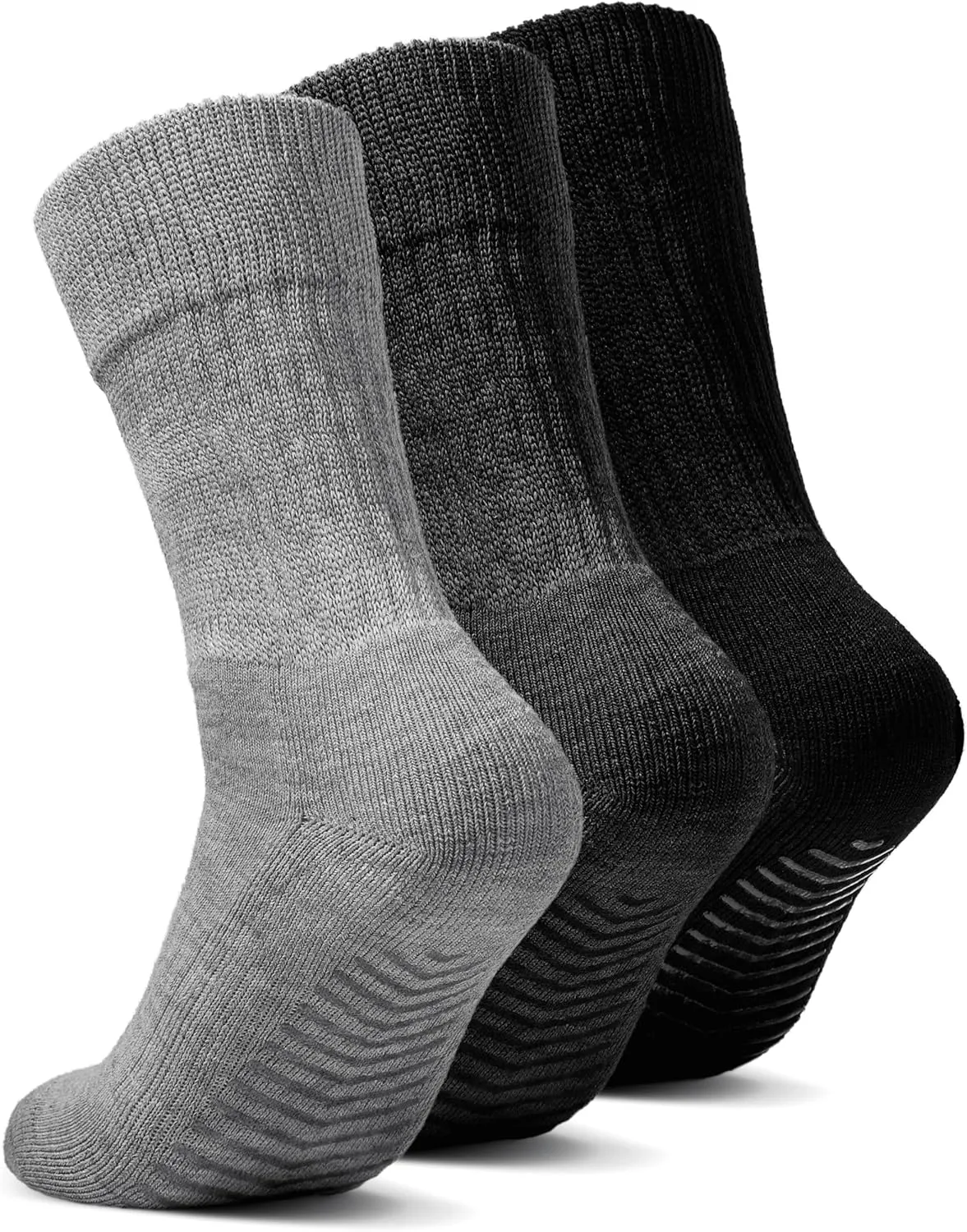Gripjoy Non-Binding Diabetic Socks with Grippers - Loose Fitting & Stretchy - Unisex - 3 pairs