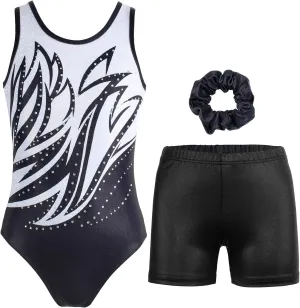 Gymnastics Leotards for Girls with Shorts Sparkly Ballet Dance Activewear