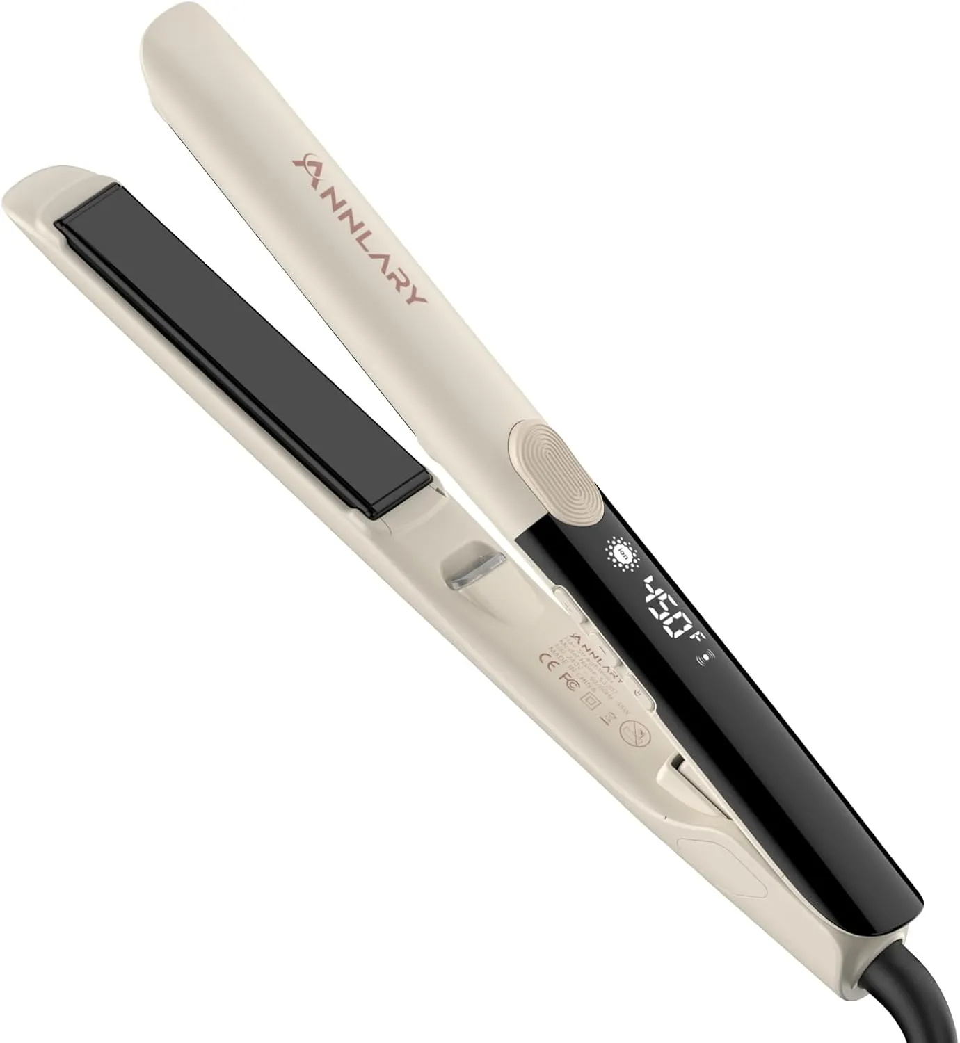 Hair Straightener, 1 Inch Flat Iron Straightener and Curler 2 in 1, Titanium Ceramic Ionic Dual Voltage Straightener with Anti-Iron Silicone for Less Frizz, Shinier & Smoother Hair