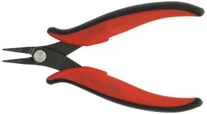 Hakko CHP PN-2002 General Purpose Short-Nose Pliers, Pointed Nose, Smooth Jaws, Black, Red, Grey, 20mm Jaw Length, 1.2mm Nose Width, 3mm Thick Steel