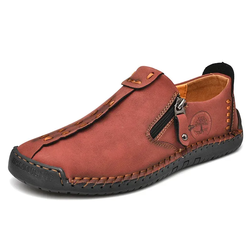 Handmade Leather Slip-On Loafers for Men - Breathable Flats