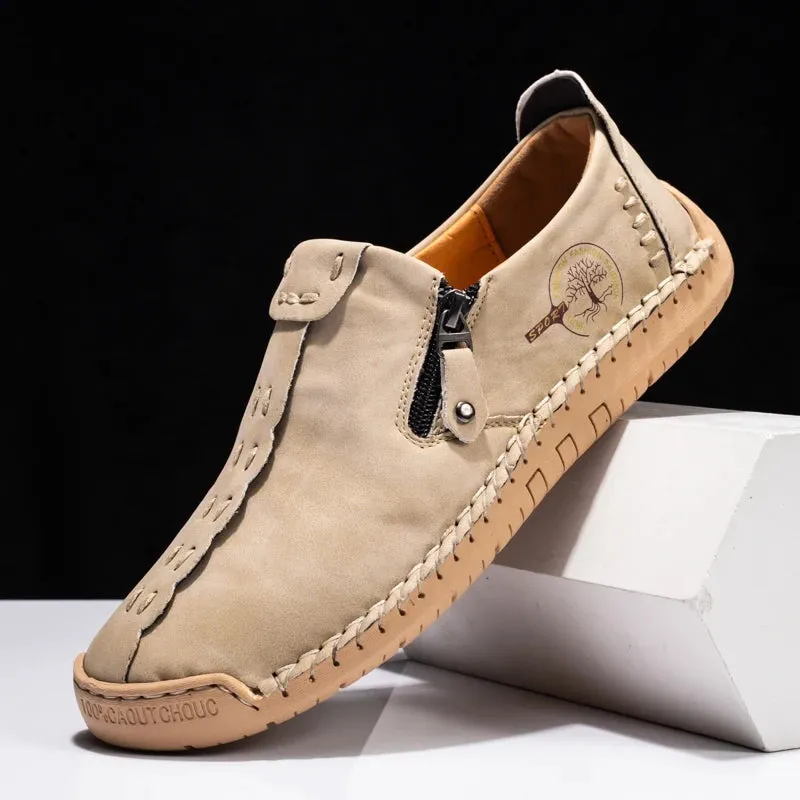 Handmade Leather Slip-On Loafers for Men - Breathable Flats