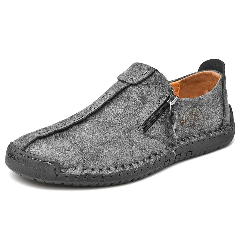 Handmade Leather Slip-On Loafers for Men - Breathable Flats