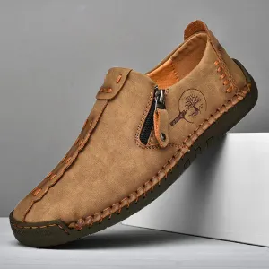 Handmade Leather Slip-On Loafers for Men - Breathable Flats