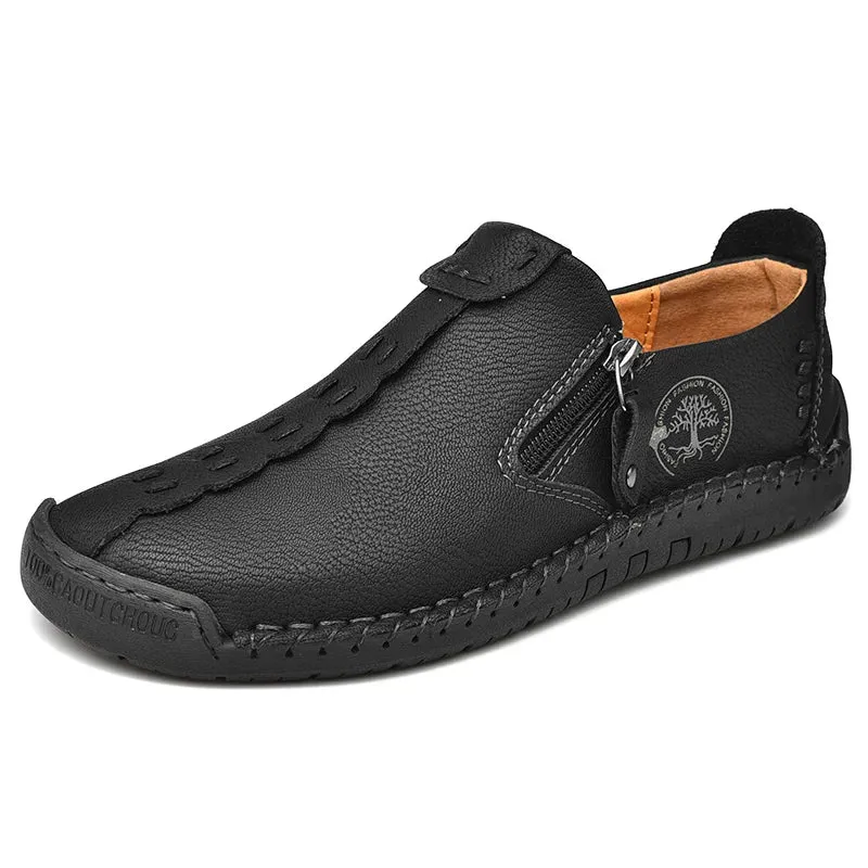 Handmade Leather Slip-On Loafers for Men - Breathable Flats