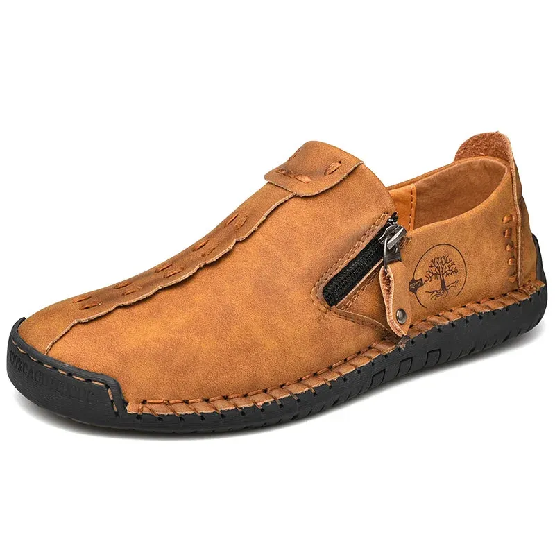 Handmade Leather Slip-On Loafers for Men - Breathable Flats
