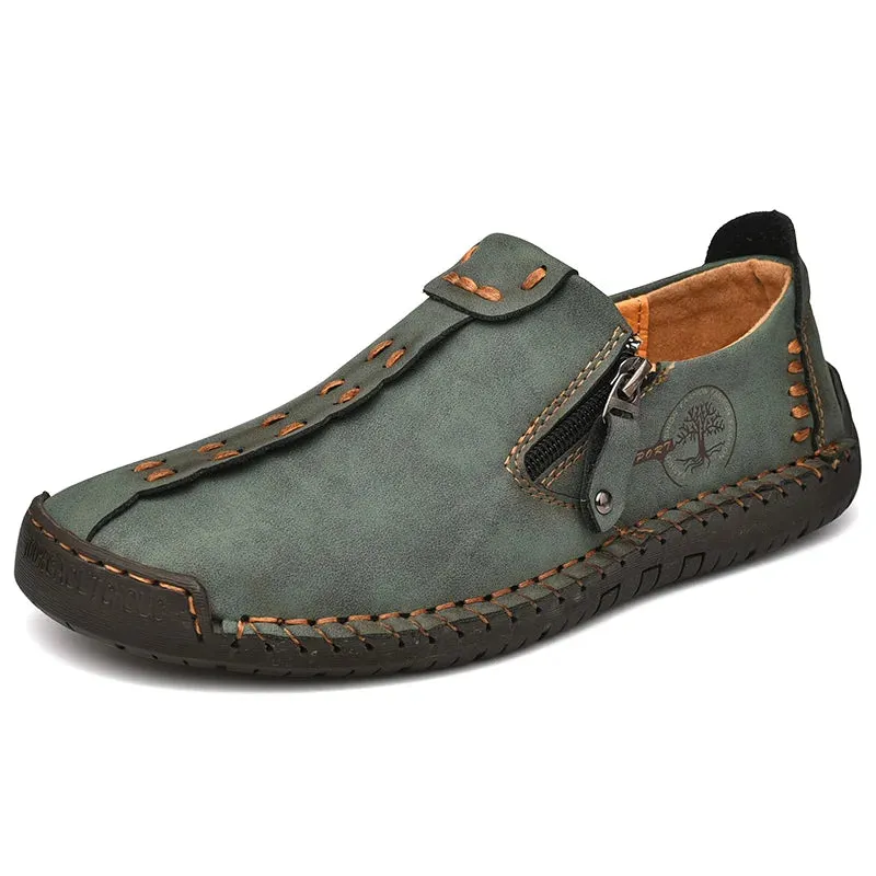 Handmade Leather Slip-On Loafers for Men - Breathable Flats