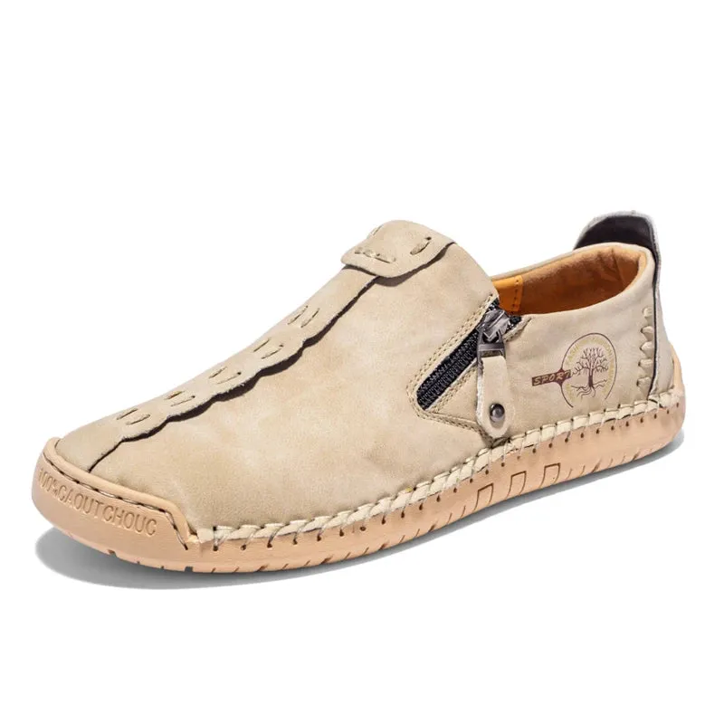 Handmade Leather Slip-On Loafers for Men - Breathable Flats