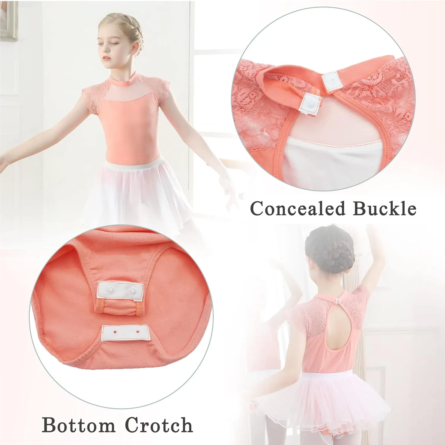 Happy Cherry Girls Ballet Tutu Leotards with Removable Tutu Skirt Ballerina Outfit Gymnastics Dancewear