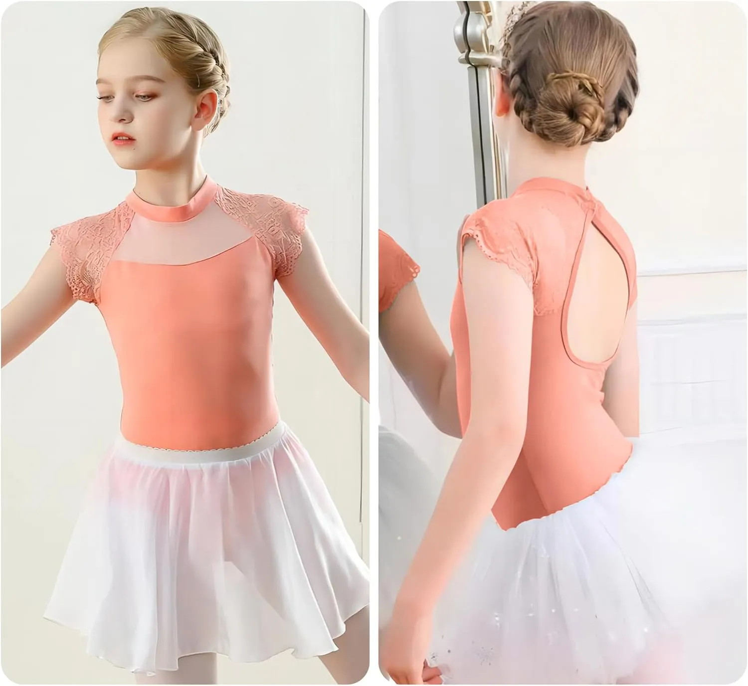 Happy Cherry Girls Ballet Tutu Leotards with Removable Tutu Skirt Ballerina Outfit Gymnastics Dancewear
