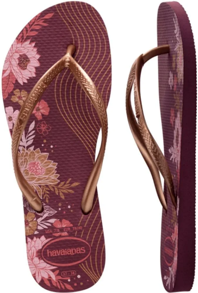 Havaianas Women's Slim Organic Flip Flop Sandals, Floral Design