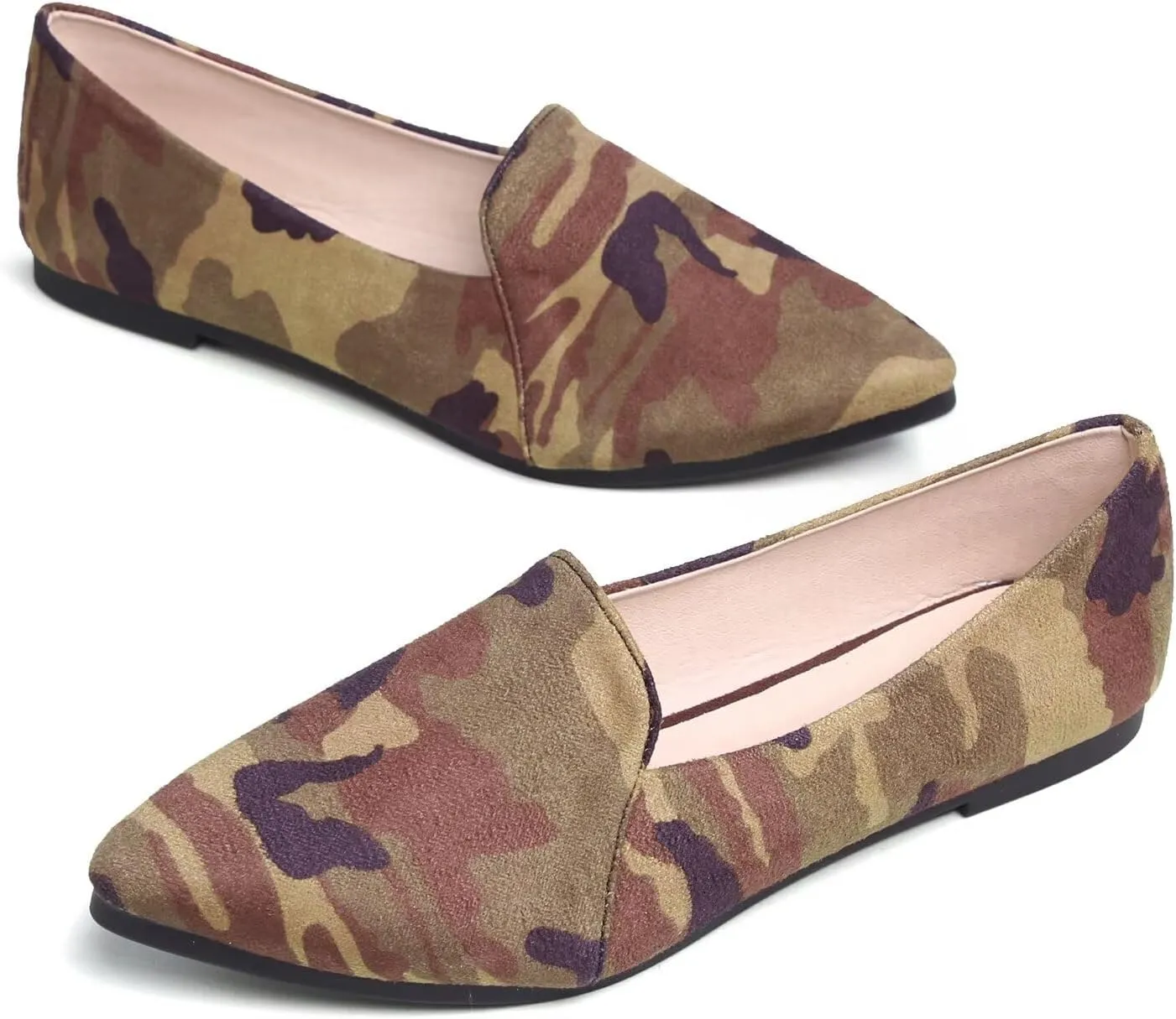 Hee grand Classic Solid Pointed Toe Ballet Flats for Women Lightweight Slip-On Loafers Comfort Walking Flats Suede Dressy Shoes